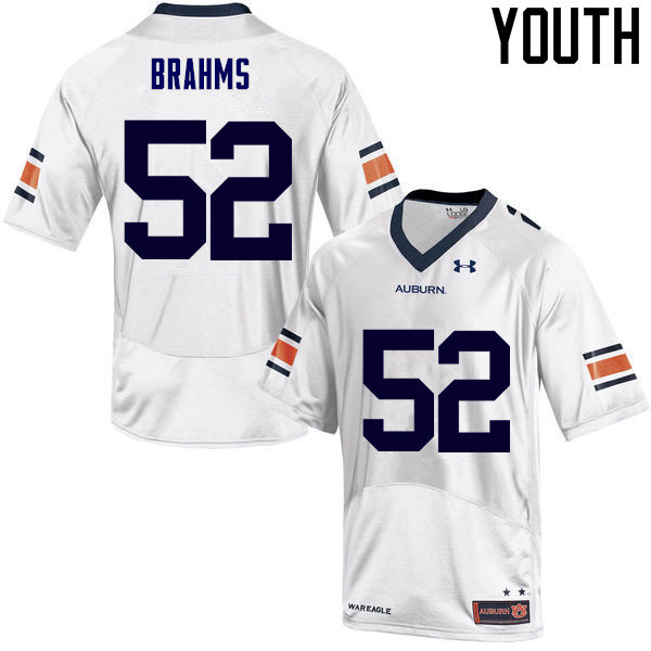 Auburn Tigers Youth Nick Brahms #52 White Under Armour Stitched College NCAA Authentic Football Jersey NLX5874OM